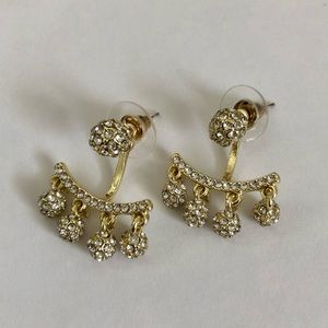 Gold Ball Ear Jacket Earrings